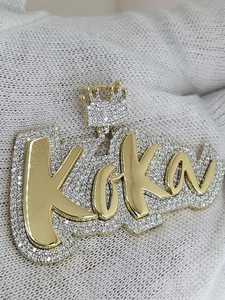 Pendentif Hip Hop en argent sterling 925 Lab Diamond Moissanite Iced Out avec nom personnalisé pour une tenue de fête - Product Image 4