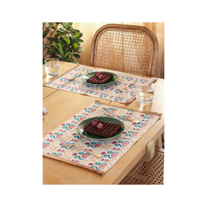 Plain Weave <b>Pink</b> Daffodil Cotton <b>Table</b> Mats GOTS Certified 13x18 Inches 200 GSM Embroidered Anti-Fade OEM Offered From Panipat - Product Image 4