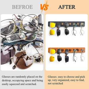 Organizador de gafas de sol de madera rústica, exhibición de gafas montada en la pared para entrada, sala de estar, dormitorio, almacenamiento en el hogar para gafas - Product Image 3