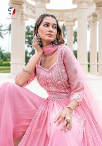 El último diseñador Pure Georgette Crape Hand Work Fancy Sharara Suit de Fab Zone - Product Image 4