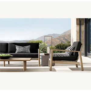 Eco-friendly Rattan e Teak divano esterno per tutte le stagioni Design moderno durevole con cuscino impermeabile naturale estetica - Product Image 2