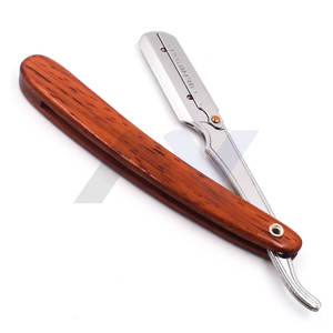 Maquinilla de afeitar profesional para peluquero con mango de madera, logotipo personalizado y marca OEM disponible, maquinillas de afeitar de barbero de alta calidad - Product Image 1