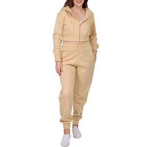 Conjunto de chándal con capucha de invierno elegante para mujer, ropa deportiva de algodón 100% de ajuste Regular para gimnasio y ropa informal diaria - Product Image 1