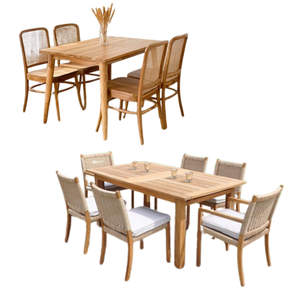 Juego de Comedor de Madera de Lujo Moderno de Alta Calidad con Estructura de Ratán y Respaldo Curvo para Comedor - Product Image 4