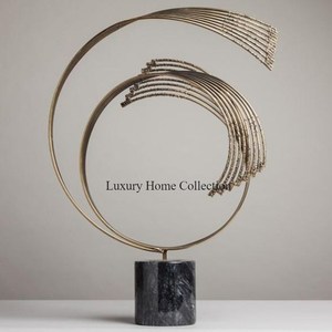 Diseño de hojas chapadas en oro de alta calidad y escultura de fruta recubierta de polvo negro para decoración de mesa de cocina - Product Image 6