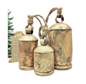 Indian vintage style brass cow bells perfect for festive decorations puja room <b>temples</b> or bohemian <b>home</b> interiors - Product Image 2
