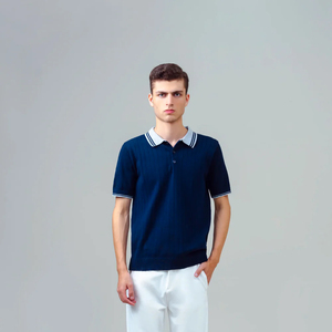 Camiseta Deportiva de Golf Personalizada de Alta Calidad, Azul Liso, Tejida, Informal, de Manga Corta, Secado Rápido, para Hombre - Product Image 1