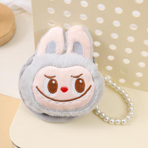 محفظة نقود صغيرة رائجة البيع مع سلسلة مفاتيح، لعبة قطيفة لطيفة بعيون كبيرة وحزام خرز فقاعي، زينة للحقائب - Product Image 3