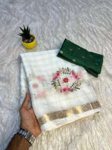 Sari Chinon Pesado con Bordado de Lentejuelas, Estilo Indio, para Fiestas, Secado Rápido, Sari Elegante - Product Image 3