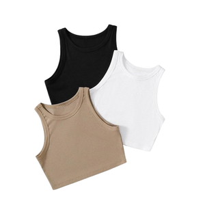 Camisetas sin mangas de poliéster para mujer, ropa de moda de verano informal ligera de tela suave transpirable OEM - Product Image 3