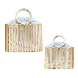 Natural BAMBOO <b>HANDBAG</b> with Cotton <b>Liner</b> Summer Ladies Bag for Women Vietnam Fashion Meets Sustainability - Product Image 1