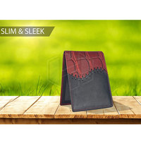 Cartera de cuero de moda con detalles de puntada fina y cartera de cuero compacta de material Premium