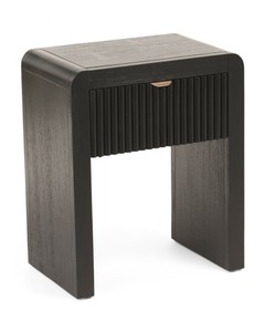 Meuble de chevet moderne en bois de manguier écologique, design plat noir, bord arrondi, pour salon, bureau à domicile et appartement - Product Image 1