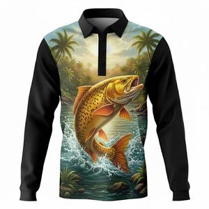 Chemise de pêche unisexe personnalisée de haute qualité, anti-bactérienne, à séchage rapide, respirante, à manches longues, imprimée par sublimation, 100% polyester, UPF50 - Product Image 2