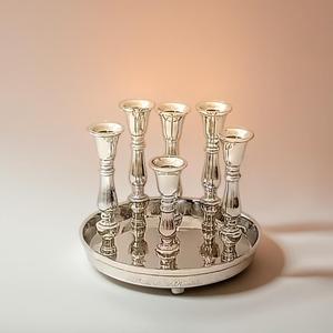 Soporte de vela de aluminio de 6 luces Decoración de mesa de Navidad - Product Image 4