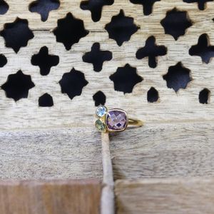 925 Sterling Silver Classic Amethyst <b>Blue</b> Topaz Tourmaline Ring - Product Image 4