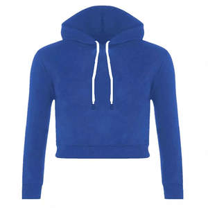 เสื้อฮู้ดดี้ผู้หญิงแขนยาว สีพื้น เป็นมิตรกับสิ่งแวดล้อม ปรับแต่งได้ มีเชือกผูก คอวี ผ้าฟลีซ อุ่นสบาย สไตล์สตรีทแวร์ ฮิปฮอป สำหรับฤดูหนาว แบบสั้น - Product Image 3