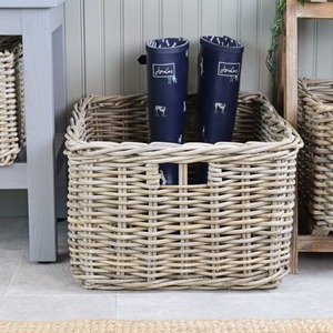 Artex Green Earth <b>Large</b> Natural Rattan Wicker Log <b>Storage</b> <b>Basket</b> Handmade Eco-Friendly Modern Rectangle Multifunction - Product Image 4