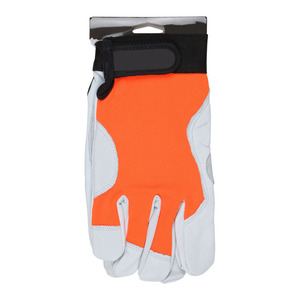 JNM Guantes de Seguridad de Color Naranja, Guante de Trabajo Mecánico, Piel de Cabra de Grano Resistente, Doble Palma, Gancho Ajustable, Cierre de Bucle, Licra - Product Image 5