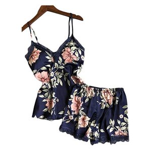 Conjunto de pijama de decoración con lazo acanalado Sexy con estampado de corazón de verano para mujer, ropa de dormir cómoda, Top corto y pantalones cortos, ropa de descanso - Product Image 6