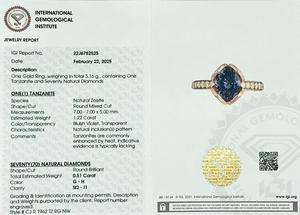 Vente chaude 7mm coupe ronde véritable tanzanite bague florale 14k pur or Rose pavé ensemble diamant bague de fiançailles femmes Fine cadeau bijoux - Product Image 2