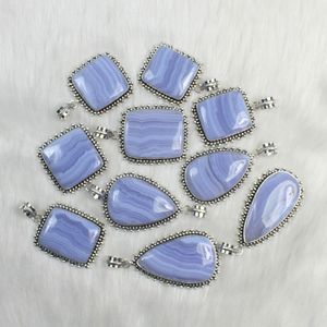 Colgante de piedras preciosas de ágata de encaje azul natural al por mayor, incrustaciones de ajuste de bisel de joyería para colecciones minoristas y de diseñador - Product Image 5