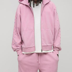 Novedad de Invierno, Chándales con Capucha Ligeros y de Bajo Precio para Hombre, con Pedrería, Hechos a Medida, Bordado Desgastado, 100% Algodón - Product Image 2