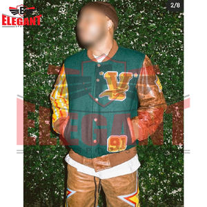 Chaquetas Varsity con mangas de cuero Letterman, diseño personalizado, logotipos bordados en chenilla, chaqueta universitaria de béisbol unisex - Product Image 3