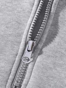 Sudadera con capucha y cremallera de un cuarto para hombre, sudadera de lana con hombros caídos y manga larga, suéter informal, sudaderas con capucha, ropa de calle - Product Image 4