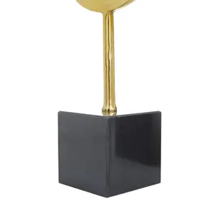 ประติมากรรมนามธรรมหินอ่อนสีทองพร้อมฐานสีดําชุด 2 ชิ้น - Product Image 3