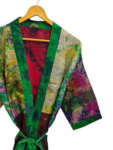 Vestido cruzado Túnica India Sari Robe Vestido de novia Vestido de maternidad Regalo Robe Beach Party Wear Indian Printed Silk Sari Kimono, - Product Image 5