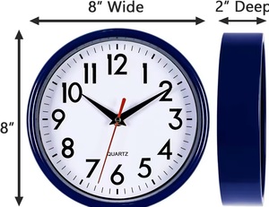 Hải quân màu xanh gỗ kỹ thuật số kim nghệ thuật Deco cổ phong cách im lặng chất lượng pin hoạt động nhỏ đồng hồ treo tường cho văn phòng nhà sống - Product Image 2