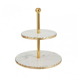 Top Tendance Restaurant Hôtel Fournitures Fêtes Célébration 2 Niveaux Arrondi Gâteau Stand Marbre Gâteau Stand Pour La Fête D'anniversaire - Product Image 4