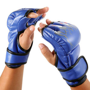 GAF, guantes de boxeo al por mayor personalizados de alta calidad, guantes de boxeo de cuero con dedos completos negros, guantes de agarre con medio dedo, logotipo personalizado - Product Image 2
