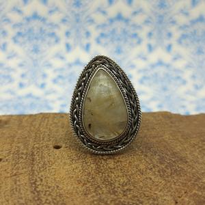 แหวนหุ้มลวดทรงลูกแพร์ทำจากเงินแท้ของ925แหวนโบโฮทำจากเงินแท้จากธรรมชาติ - Product Image 6