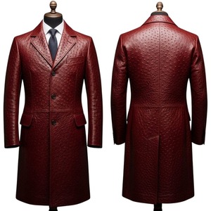 Men's Plus Size <b>Brown</b> Winter Leather Overcoat with <b>Fur</b> <b>Trim</b> Long Fashion Streetwear Outdoor Breathable High Quality - Product Image 2