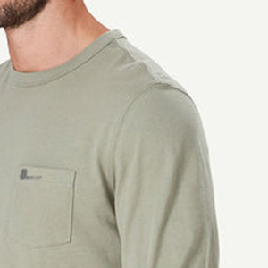 T-shirt à manches longues à col rond en coton avec logo personnalisé, t-shirt à manches longues à col rond pour homme avec logo personnalisé - Product Image 5