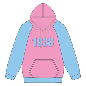 1938 Jack et Jill of America Sweat à capuche manches raglan rose bleu Chenille broderie noir organisations civiques et professionnelles - Product Image 2