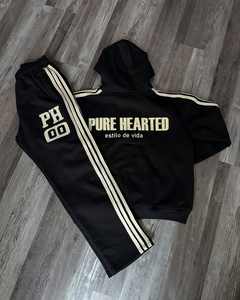 Conjunto de Sudadera con Capucha y Pantalones Deportivos con Estampado Desgastado Personalizado, Ropa Deportiva de Algodón con Franja Lateral para Invierno, Traje Deportivo Holgado - Product Image 4