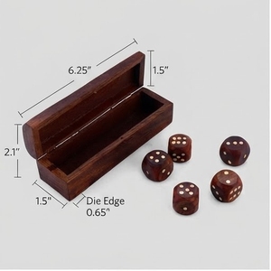 Wooden Dice <b>Box</b> <b>With</b> <b>Lid</b> Rectangular Shape Minimalist Design Polished Finish Storage For <b>Small</b> Items - Product Image 3
