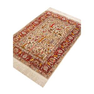 Tapis en soie noué à la main Gulmarg Ivory, tapis rectangulaire moderne à motifs floraux, viscose, polyester, nylon, tufté, imprimé, décoration intérieure - Product Image 2