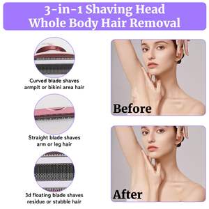 Kit de Afeitadora Eléctrica Recargable 4 en 1, Indolora, de Doble Cuchilla, para Uso en Seco/Húmedo, para Hombres y Mujeres, Eliminador de Vello Facial, Incluye Depilación Nasal - Product Image 6