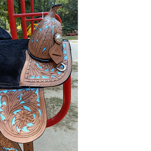 Selle de cheval sans arçon en cuir de qualité supérieure pour le plaisir occidental, le trail et le barrel racing - Product Image 4