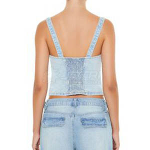 Top corto de tela vaquera para mujer, ropa de calle, gran oferta, hecho con material de alta calidad, Top corto de tela vaquera para mujer - Product Image 3