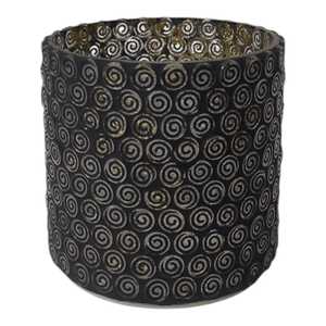Black & Gold Spiral Mosaic Home Decor Hand-crafted Empty Glass <b>Candle</b> Holders <b>Lanterns</b> & <b>Candle</b> Jars in Custom Sizes Available - Product Image 3