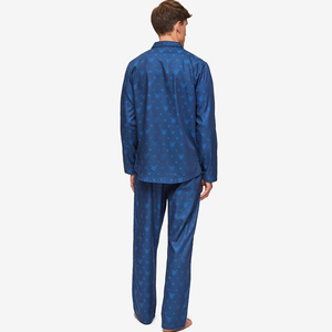 Ensemble de vêtements de nuit en coton à manches longues uni d'automne personnalisé pour hommes et femmes vêtements confortables deux pièces pour le couple - Product Image 3