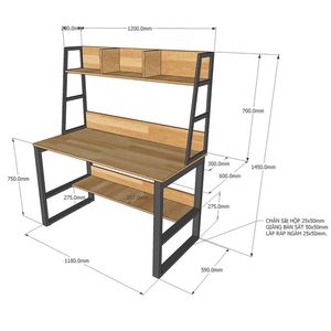 Ev ofisleri ve çalışma odaları için Ideal ahşap raflar (çalışma masası x 60x120 cm) ile 145 BLV032 - Product Image 2