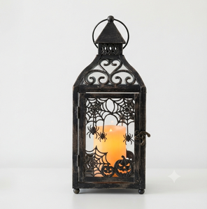 Vintage <b>Halloween</b> Metal Candle Lantern With Bird & <b>Tree</b> Design Black Color For Home <b>Decoration</b> Hanging & Floor Lanterns - Product Image 2