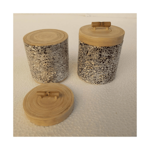 Mother of <b>Pearl</b> Bamboo Jar hand finished bamboo shell mosaic container for wedding favors gifts and shelf display Vietnam - Product Image 4