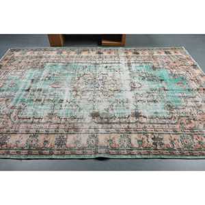 Alfombra Turca Grande, Alfombra Vintage de 6.4x9.8 pies, Alfombra de Lana con Puntos Azules - Product Image 3